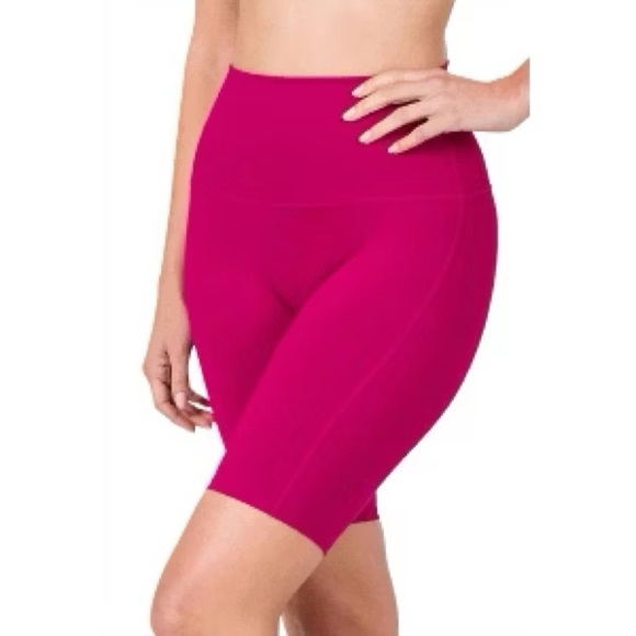 Calvin Klein Women S High Waist Side Pocket Bike Shorts Pink - Picture 3 of 3